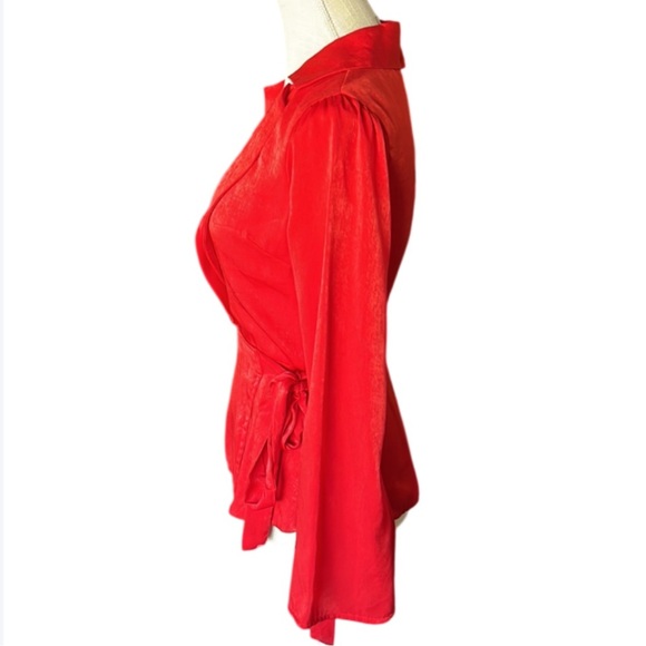 L'Academie Red Sexy Low Cut V “The Russell” Blouse- XS - Picture 5 of 14